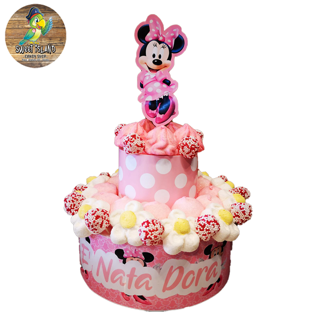 Torta Minnie rosa nascita – personalizzabile – 2 piani – Sweet Island: crea  il tuo tesoro!