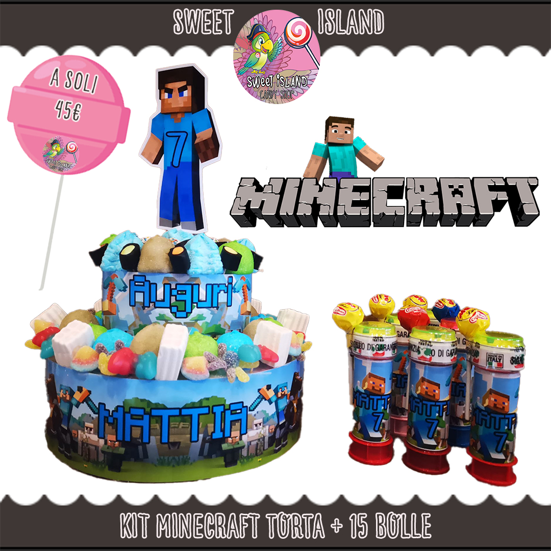 KIT FESTA PERSONALIZZATA Minecraft – scegli il tuo tema – Sweet Island:  crea il tuo tesoro!
